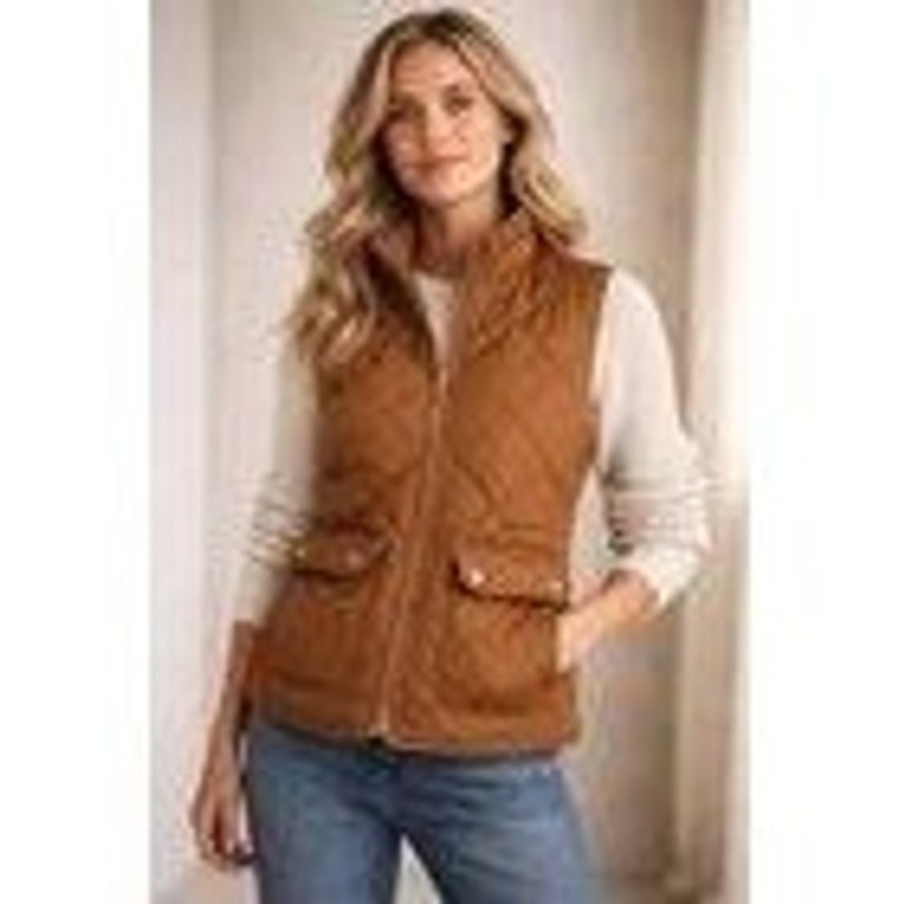 J.Crew Excursion Puffer Quilted Vest NEW XS Brown Pink Lining XS Women's Recycle - Picture 2 of 10